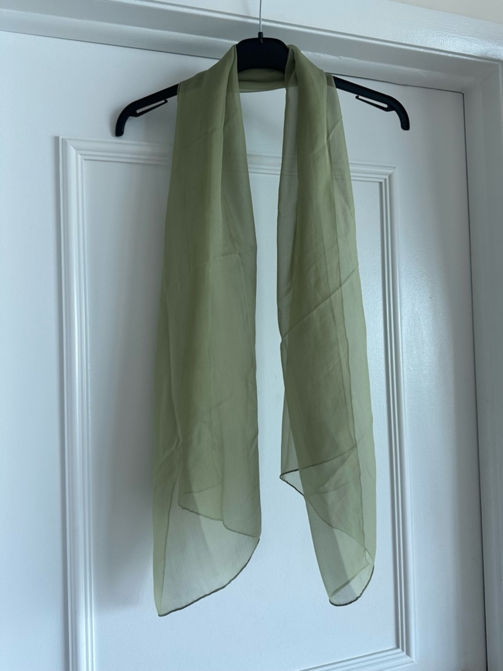 J &X NY 100% Silk Light Olive Sheer Scarf - Women's Accessory